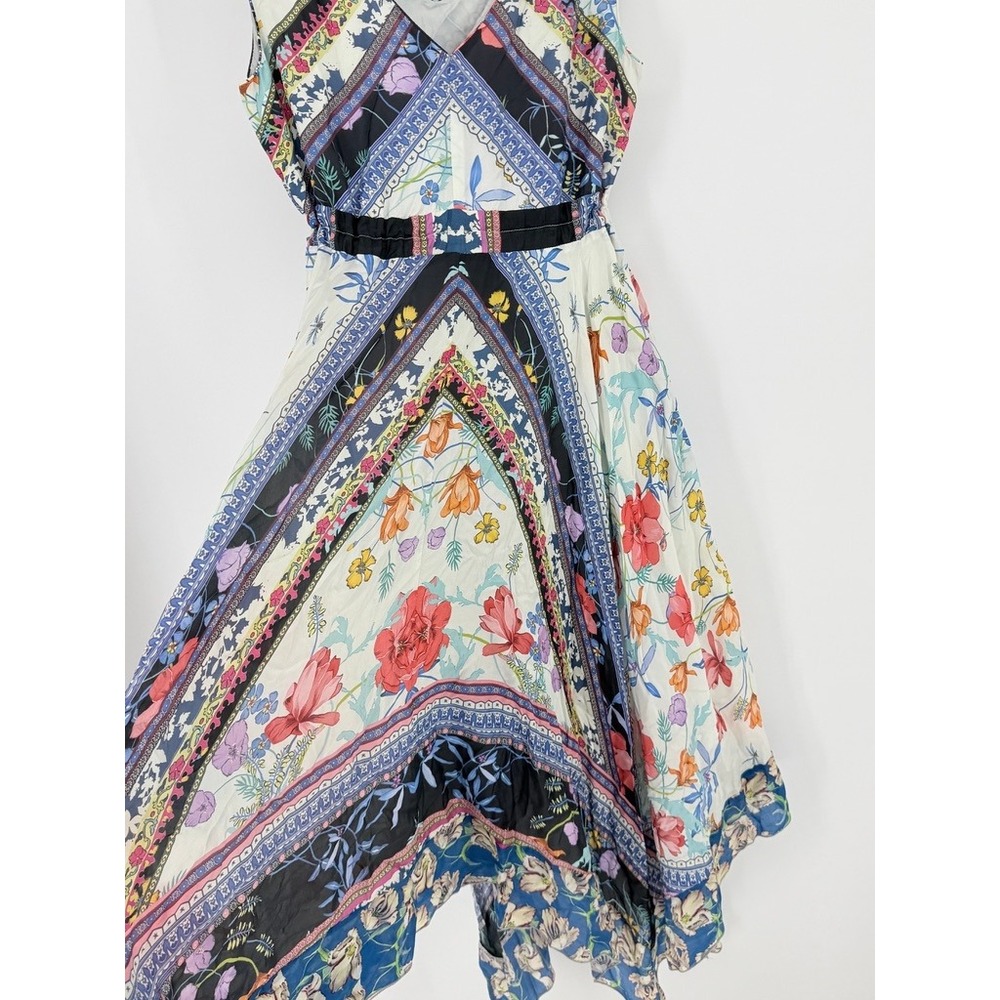Johnny Was Silk Scarf Print Handkerchief Hem Boho Midi Dress Multicolor Floral - Picture 3 of 12